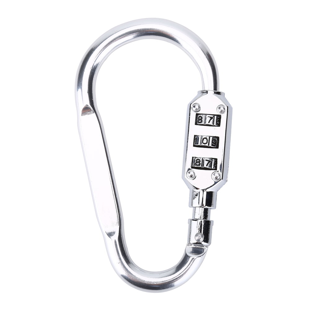 3-DIGIT COMBINATION CARABINER PADLOCK Snap/Clasp Hook Luggage/Bag Security Lock 