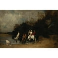 thumbnail image 2 of Gustave-Achille Guillaumet 14x11 Black Ornate Wood Framed Double Matted Museum Art Print Titled: Horse Riders by The&nbsp;River (1869), 2 of 5