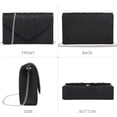 thumbnail image 4 of Omlopp Women's Evening Bag Pleated Envelope Clutch Handbag Wedding Party Bridal Purse-Black, 4 of 7