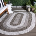 thumbnail image 3 of SAFAVIEH Braided Kent Geometric Machine Washable Reversible Area Rug, Ivory/Black, 5' x 8' Oval, 3 of 19