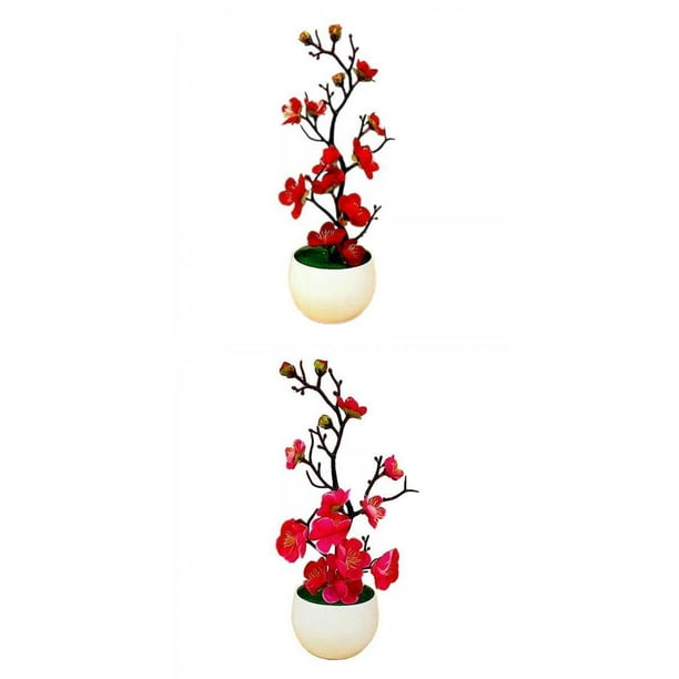 Planta Flores Artificiales Colco 2 Uds decoración del Hogar Rosa Rojo