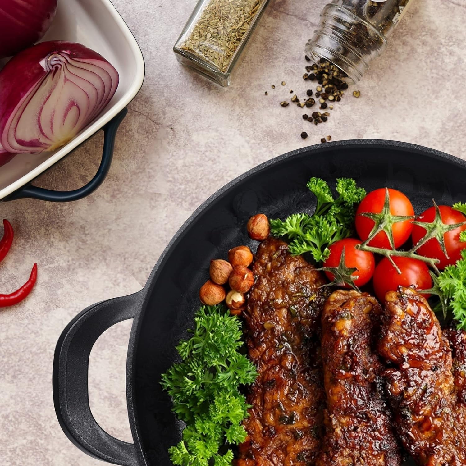 Nonstick Grill Pan for Stove tops | 13.0" Skillet with Lid, Induction Compatible, Dishwasher & Oven Safe