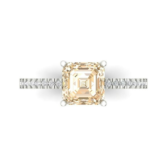 Solitaire with Accents Engagement Ring for Women - 2.7ct Natural Morganite in 18K White Gold Promise Ring