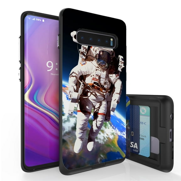 Galaxy S10  Case, Duo Shield Slim Wallet Case   Dual Layer Card Holder For Samsung Galaxy S10  [NOT S10 OR S10e] (Released 2019) Spaceman Walk