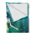 thumbnail image 2 of Mermaid Soft Flannel Fleece Throw Blanket, Fairytale Mermaid with Fish in Sunbeams Sun Rays Underwater World, Cozy Plush for Indoor and Outdoor Use, 50" x 60", Green Aqua Purple, by Ambesonne, 2 of 5