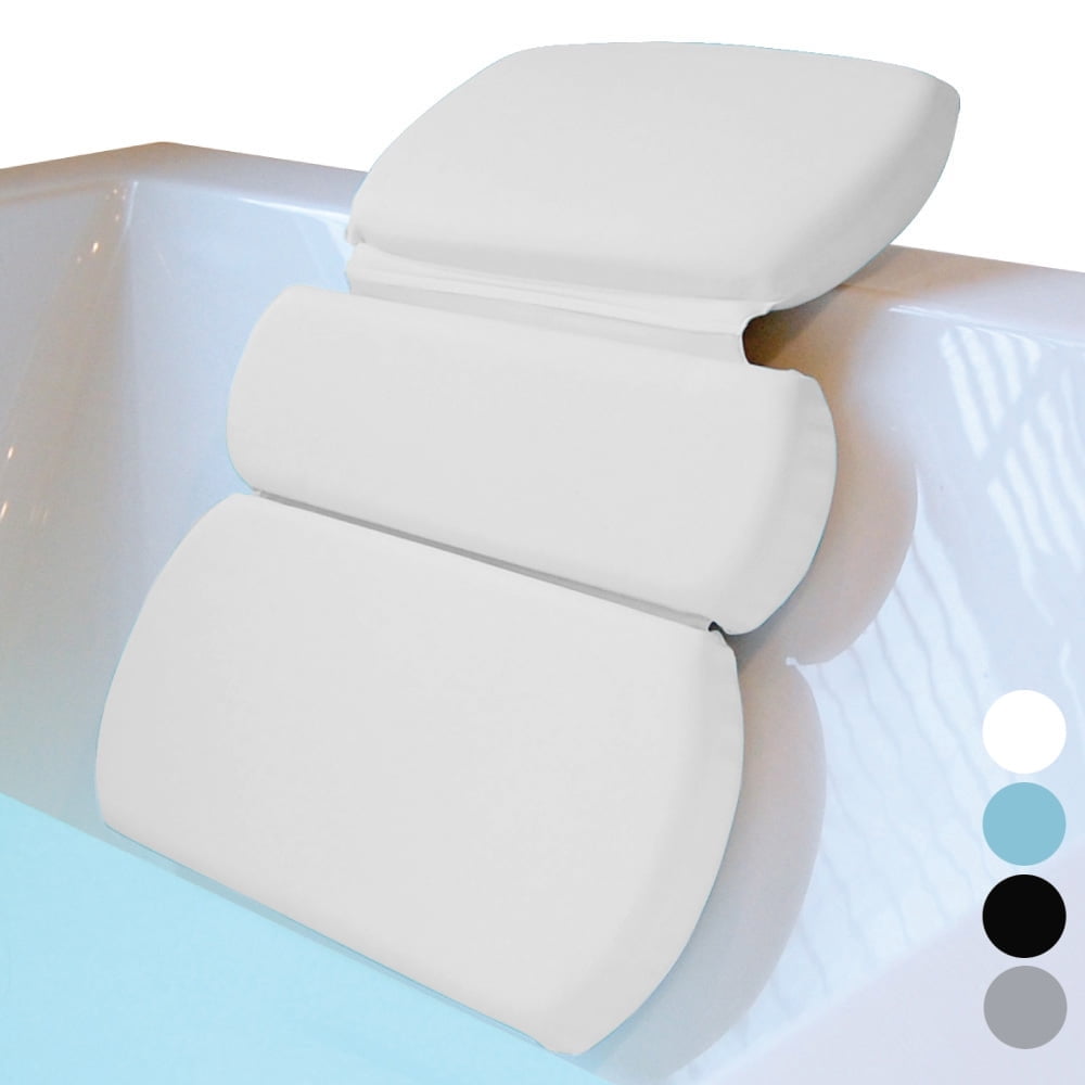 GORILLA GRIP Bath Pillows for Tub, Waterproof Bathtub Pillows, Cushioned Headrest, 3 Panel, White