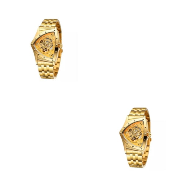 Sonducket Reloj deportivo para hombre con agujeros, reloj de mecánico de lujo resistente al agua, ajustable, portátil, dorado completo Oro completo 2piezas