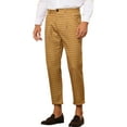 thumbnail image 4 of INSPIRE CHIC Plaid Cropped Pants for Men's Slim Fit Business Checked Slacks Brown 32, 4 of 5