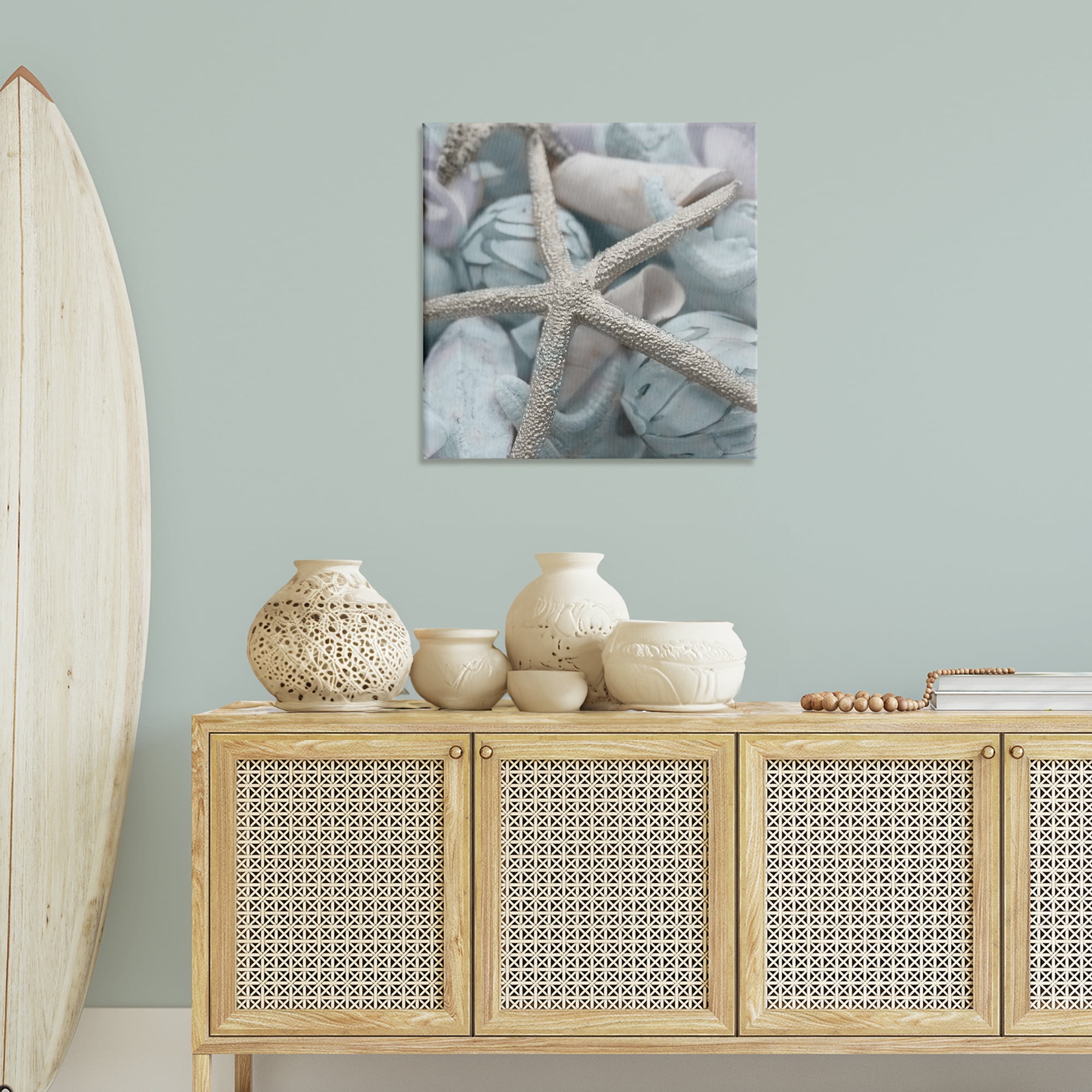 Stupell Industries Starfish & Various Shells Nautical & Beach Photography Wrapped Canvas Art Print Wall Art, 30 x 30