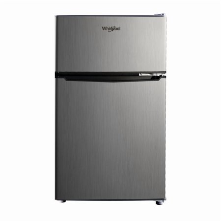 Whirlpool 3.1 cu ft Mini Refrigerator Stainless Steel WH31S1E: Energy Star Certified Dorm Fridge, Reversile Door, 2 Shelves