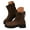 Brown, variant on Womens Ankle Boots Square Toe Leopard Chelsea Slip on Booties Ladies Winter Combat Dress Boot