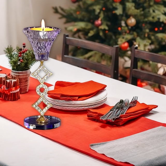 Portavelas de cristal con forma de flor para Navidad | Centro de mesa para velas pequeñas para la decoración del hogar | Decoración navideña para mesas, bodas y repisas de chimenea