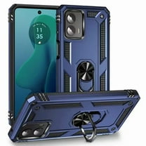 For Motorola Moto G 5G 2024 Ring Magnetic Kickstand Hybrid Case Cover - Blue