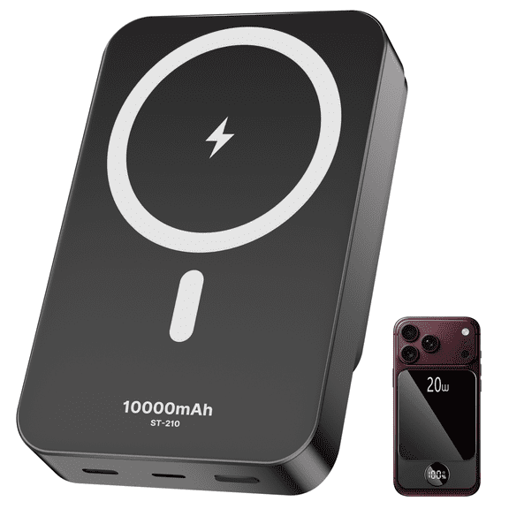 Magnetic Wireless Portable Charger, 10000mAh Power Bank with PD20w Fast Charging, USB C in&Out Battery Pack, Compatible with Mag-Safe for iPhone 18/17/16/15/14/13 Series, Samsung, Android, and More