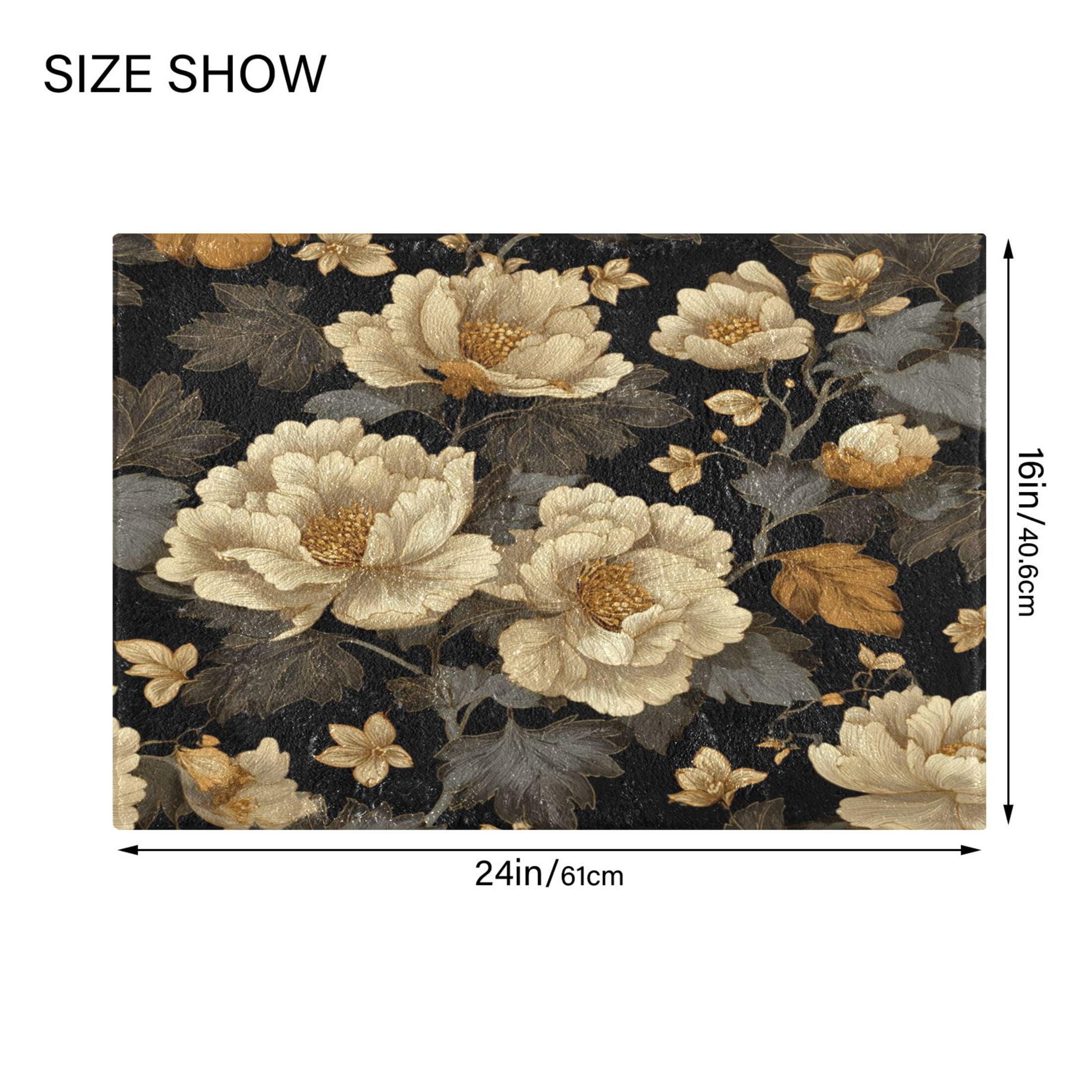 2 Piece Bath Mat Set with U-Shaped Toilet Mat and Rectangle Bath Rugs Non Slip Machine Washable Bathroom Mats Elegant Beige Floral