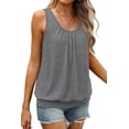 thumbnail image 2 of Women'S Summer Loose Fit Pleated Scoop Neck Casual Sleeveless Tank Tops Grey XXL, 2 of 8