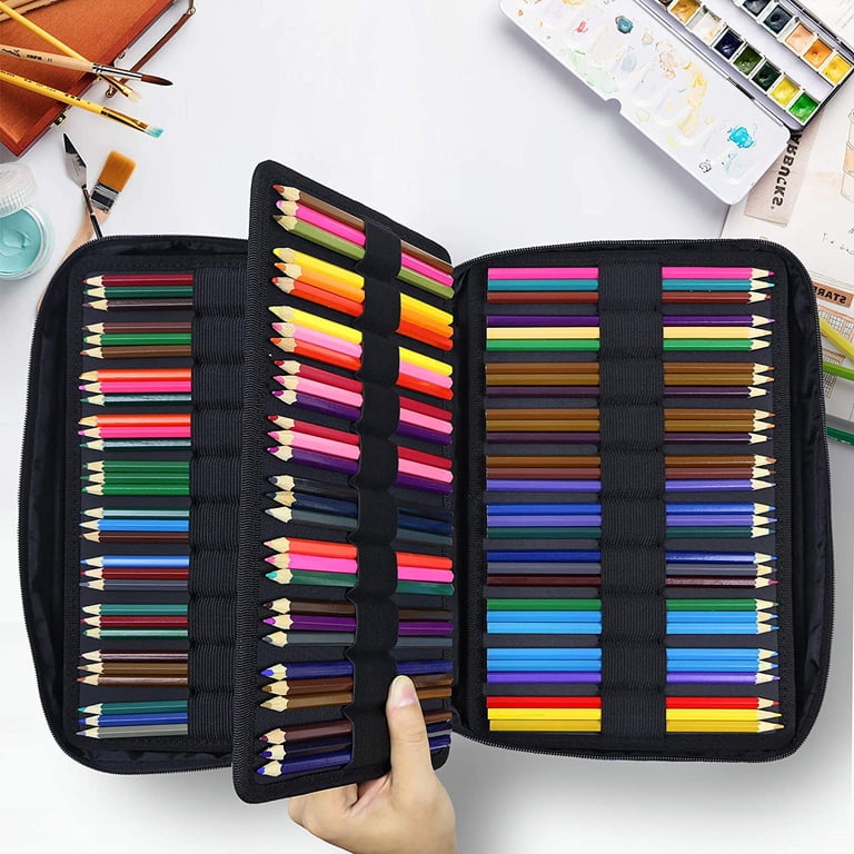 Brunnen Crinkle Student Pencil Case – Black, 19.5x13.5x3.5cm, Includes 9 Colored Pencils, 2 Pencils, Ruler, Sharpener & More