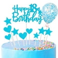 thumbnail image 1 of Decoraciones para decoración de tarta con purpurina de feliz cumpleaños número 18, 1 of 5