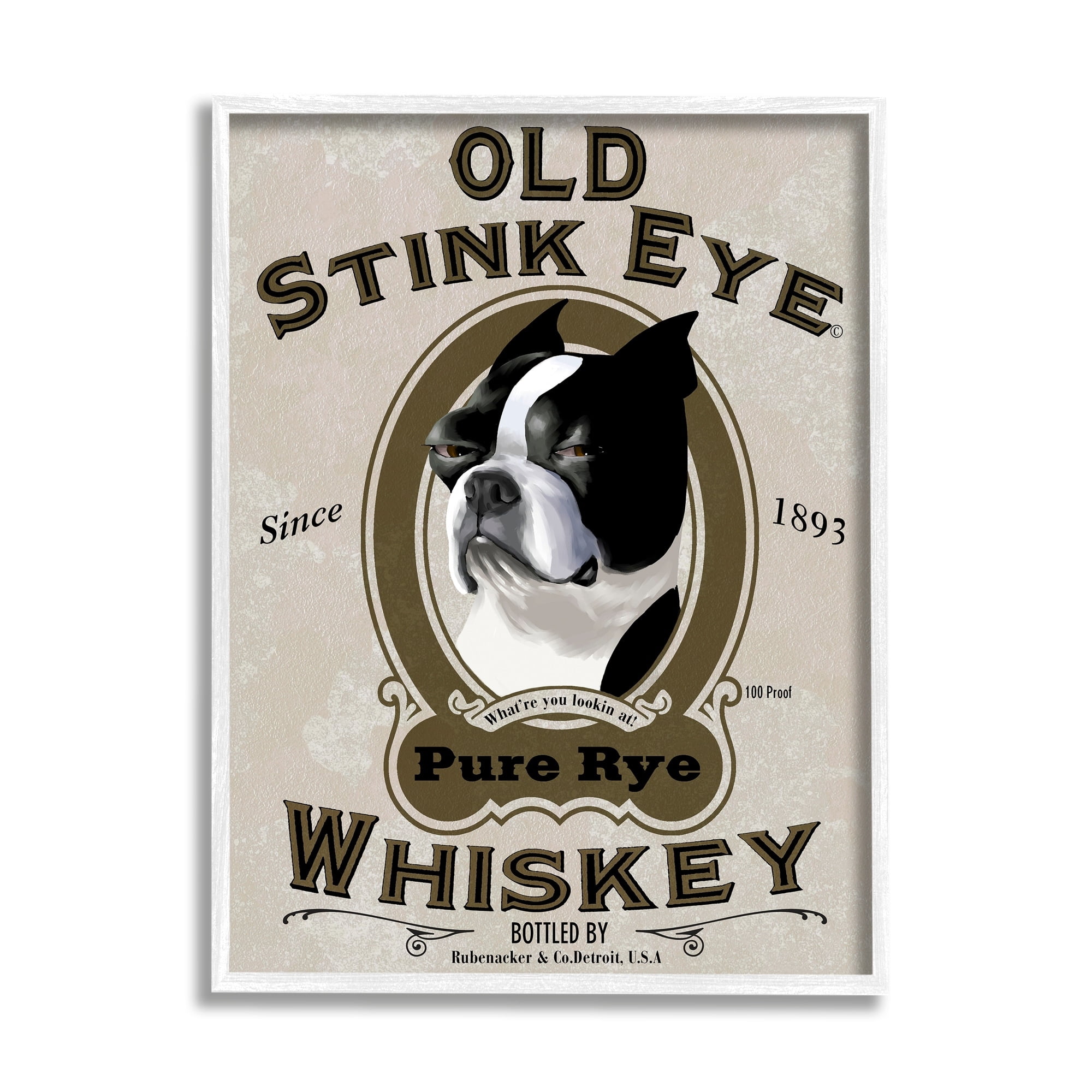 Stupell Industries Old Stink Eye Whiskey Vintage Pet Dog Advertisement, 16 x 20, Design by Brian Rubenacker