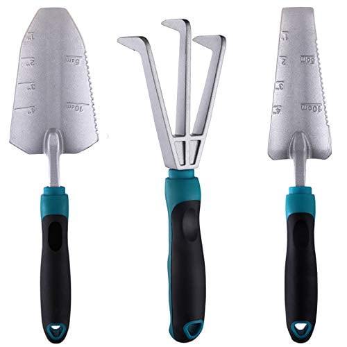 Trowel and Patio Groove Clearing Tool. 3 Piece Garden Hand Tool Set Fork 