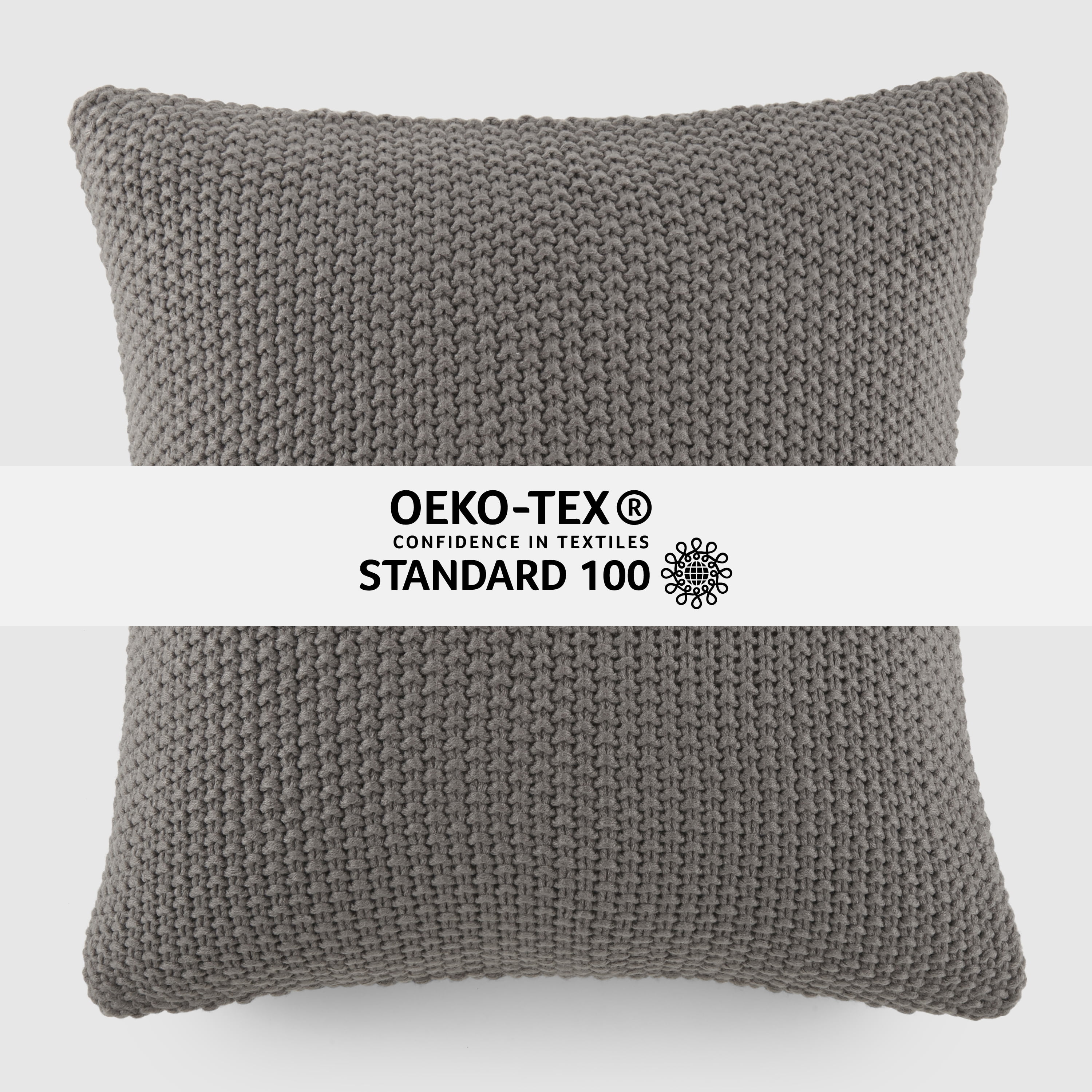 Noble Linens Decor Throw Pillow in Seed Stitch Knit Fabric
