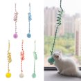 thumbnail image 1 of Shulemin - Juguete para gatos con forma de campana y estampado de rayas, bola de peluche flexible, juguete colgante para gatos con ventosa para aliviar el estrés, divertido juguete para gatos para, 1 of 1