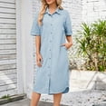 thumbnail image 2 of MuZeFu Summer Dress Women 2024 Trendy Denim Women's Fashionable Long Sleeved Lapel Button Loose Casual Denim Dress, 2 of 7