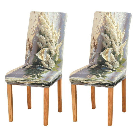 BZSMCE Chairs Slipcovers Dining Chair Covers White Wine by The Sea Creative Pattern