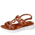 thumbnail image 3 of Women's Geometric Buckle Flat Sandals Open Toe Adjustable Slingback Casual Summer Beach Sandals for Women Lightweight Retro, 3 of 10
