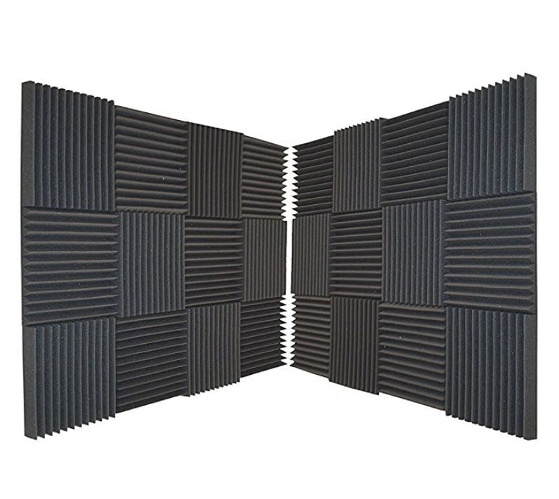 Focusound 48 Packs Acoustic Foam Panels Soundproof Studio Foam for Walls Sound Absorbing Panels Sound Insulation Panels Wedge for Home Studio Ceiling 1 X 12 X 12 Black 