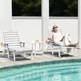 thumbnail image 3 of SUUNYN Outdoor Chaise Lounge Chair with Wheels, HDPE Rolling Patio Pool Lounger, White, 3 of 6