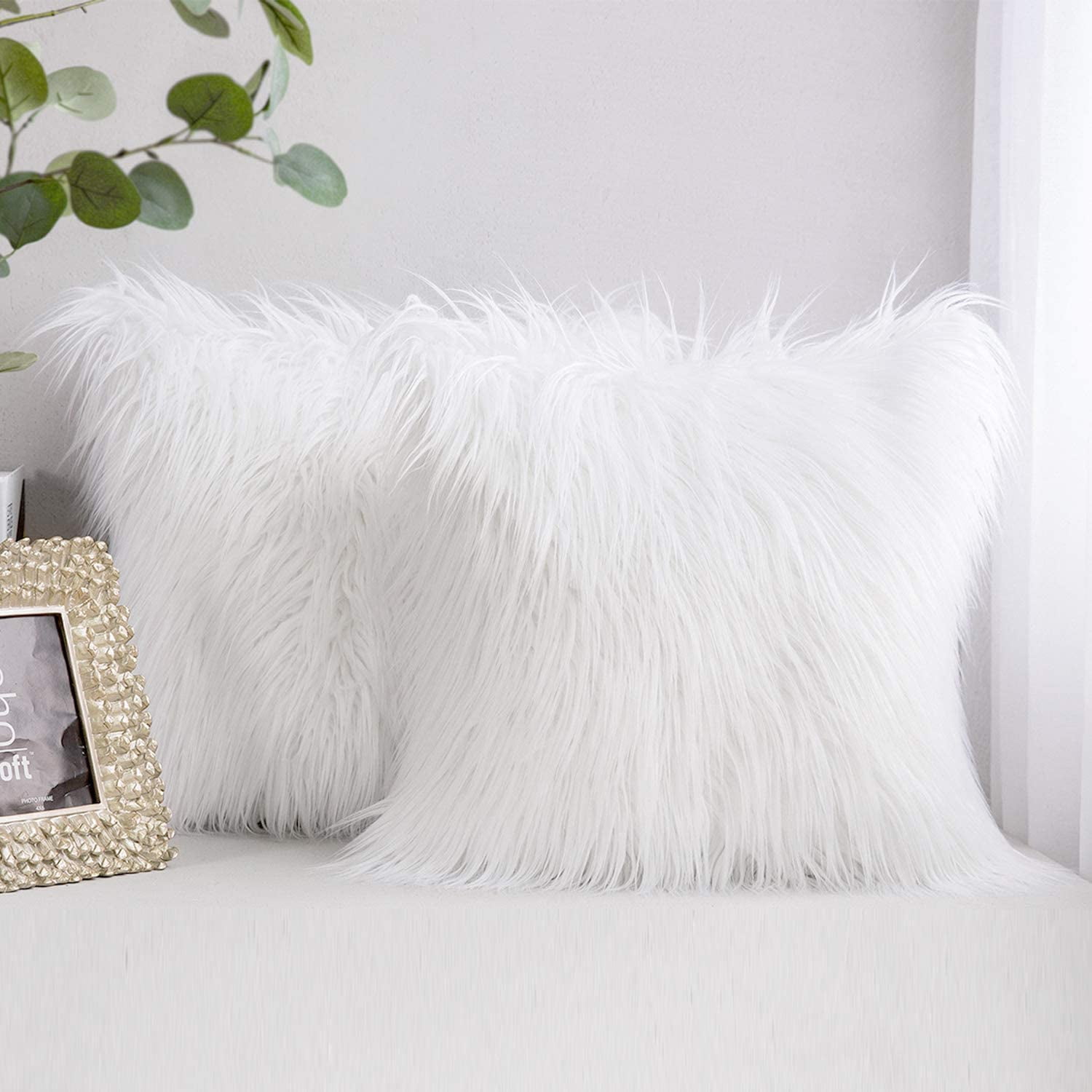 Cpdd Fur Throw Pillows Fluffy Pillow Covers Set Of 2 Faux Plush Cushion New Luxury Series Merino Style Decorative Pillows Case For Couch Bed Living R
