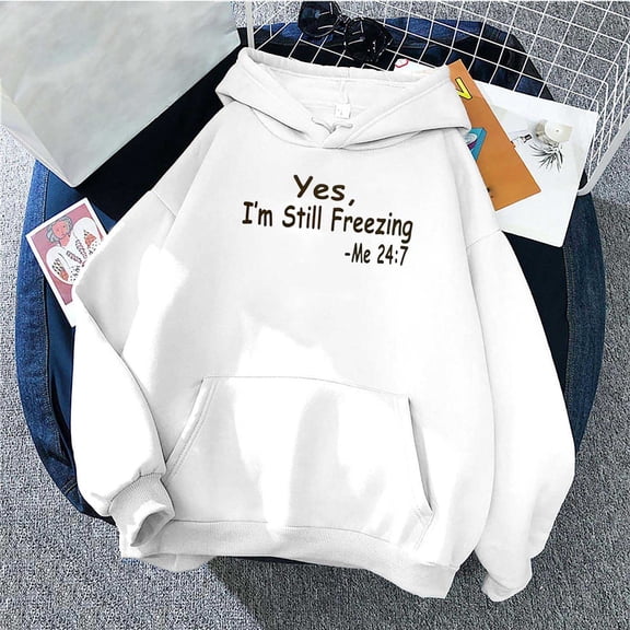 gbyLJF Oversized Graphic Print Hoodies for Women Lightweight Sweatshirt Trendy Fleece Pocket Pullover Tops A02_White L