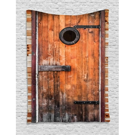 Knotted Pine Rustic Tapestry, Photograph of Antique Knotted Pine Wood with Control Window Lumber Nature Design, Wall Hanging for Bedroom Living Room Dorm Decor, 40W X 60L Inches, Caramel Brown, by Ambesonne ()