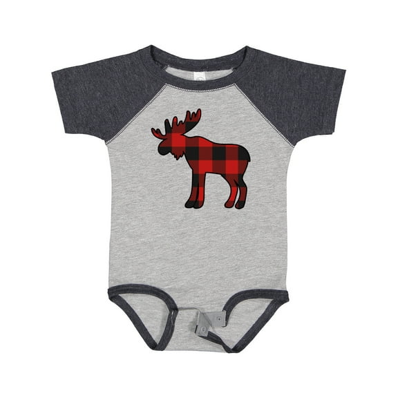 Inktastic Moose Silhouette Plaid Boys or Girls Baby Bodysuit