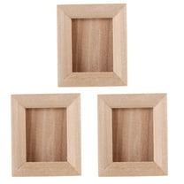Uonlytech 3Pcs Mini Picture Frame Ornament Rectangular Wood for Dollhouse Accessories Diy