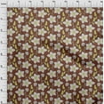 thumbnail image 3 of oneOone Cotton Jersey Brown Fabric Leaves & Flower Floral Diy Clothing Quilting Fabric Print Fabric By Yard 58 Inch Wide, 3 of 4