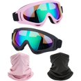 thumbnail image 1 of wonima02 Motorcycle Goggles,2 Pack Dirt Bike ATV Motocross Riding Hiking Protective with 2 Pack Neck Breathable Bandana Mask, 1 of 1