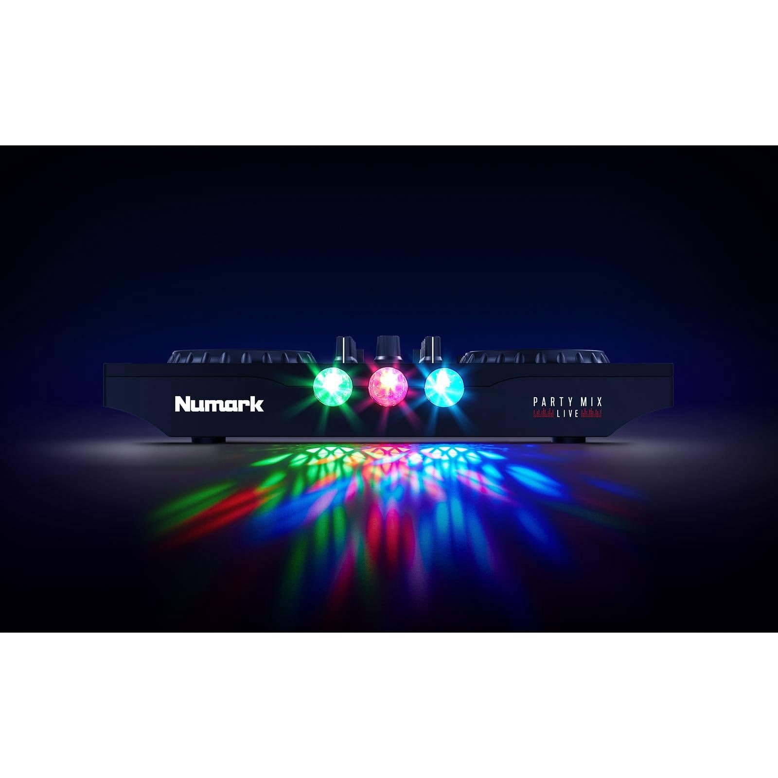 Numark Party Mix Live Built-In Light Show and Speakers DJ Controller with Dynamic Vocal Microphone Package