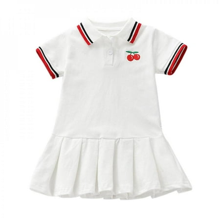 

Clearance!Summer Casual Baby Girls Clothes Dress Cherry Print Short Sleeve Dress Kids Toddler Pageant Dresses