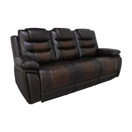 New Classic Furniture Nikko Leather Sofa with Power Footrest in Brown