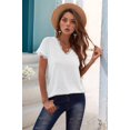 thumbnail image 4 of Women Tank Tops V Neck Short Sleeve Lace Blouse Casual Vest Summer Camisole Shirts White XXL, 4 of 6
