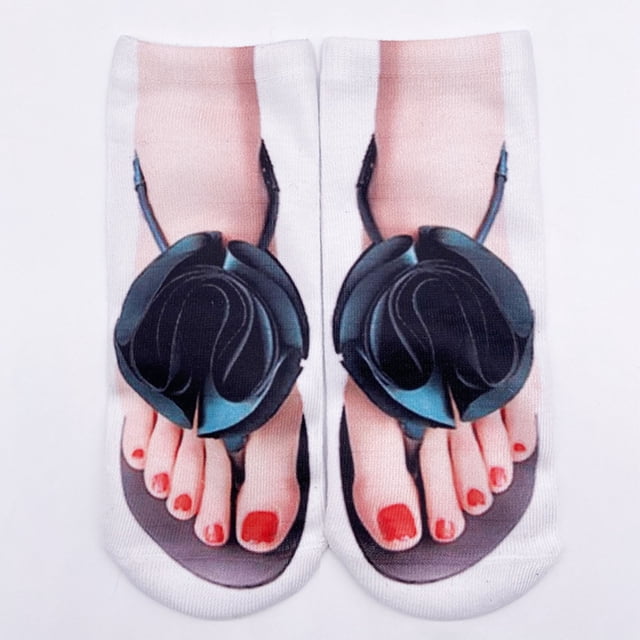 3D Pattern Sandals Print Socks Running Socks Women Personality Low Ankle