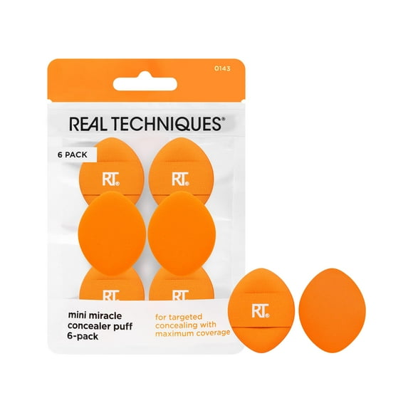 Real Techniques Mini Miracle Correcteur Puff 6 Pack Petit Maquillage Puff pour Fond de Teint Liquide & Crème & Correcteur Dissimulant les Imperfections sous les Yeux & Bas de Voyage Sans Cruauté