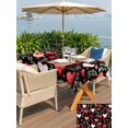 thumbnail image 4 of Outdoor Tablecloth with Umbrella Hole and Zipper, Valentines Rectangle Table Cloth 60x102 Inch Waterproof Tablecloth, Pink Red Love Heart Green Botanical Black Picnic Table Cover for Patio Camping, 4 of 7