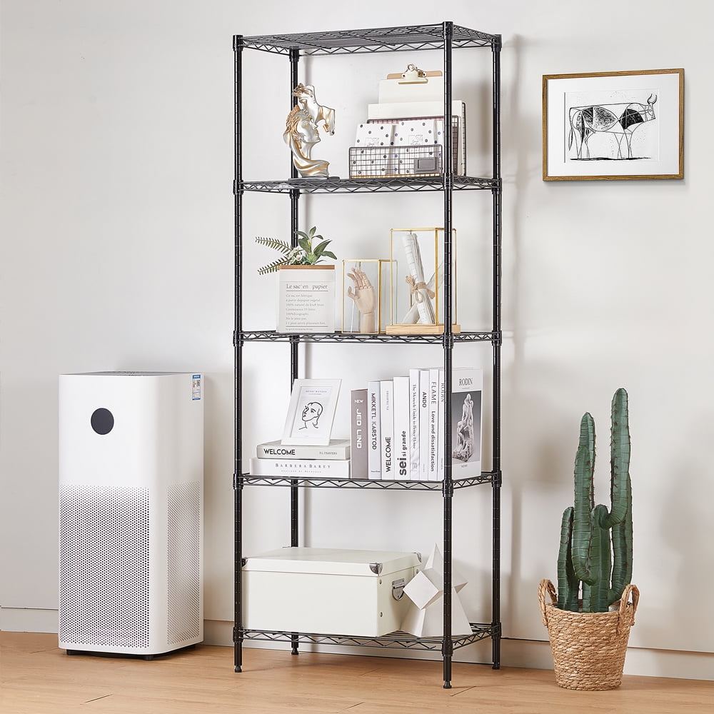 5 tier black utility wire shelving unit 14x24x63in