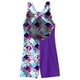 thumbnail image 4 of YIZYIF Girls Sleeveless Swimsuit Rashguard One Piece UV Protection Jumpsuit Swimwear Surfing Beachwear Purple 14, 4 of 5