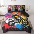 thumbnail image 1 of YST Motocross Rider 7-Piece Full Bed in a Bag, Colorful Tie Dye Comforter Set with Sheets, All Season Motorcycle Dirt Bike Moto Cool Sports Bedding, 1 of 5
