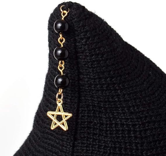 Knitted Wool Witch Hat with Wide Brim for Halloween Costume and Winter Wear
