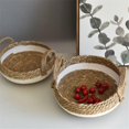 thumbnail image 4 of OUSITAID Woven Storage Baskets Handle  Seagrass Baskets Desktop Snack Organizer Box Handmade Fruit Storage Box, 4 of 6